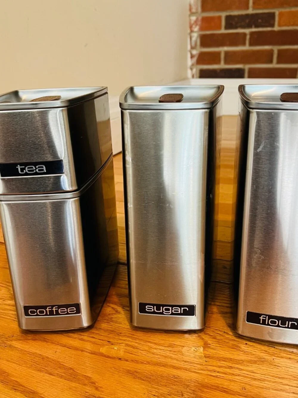 Vintage MCM Lincoln BeautyWare Four-Piece Kitchen Canister Set